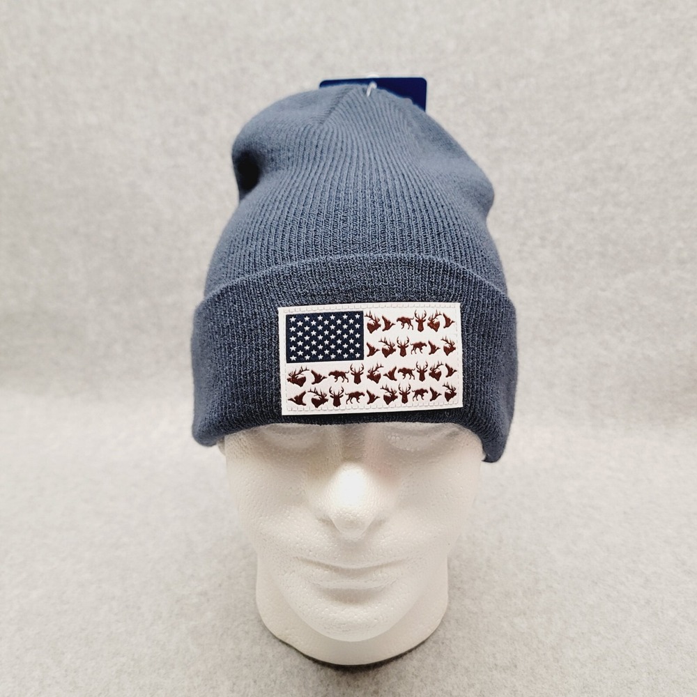 Columbia PHG Game Animal Flag Cap Navy Blue Cuffed Knit Winter Beanie Logo Hat